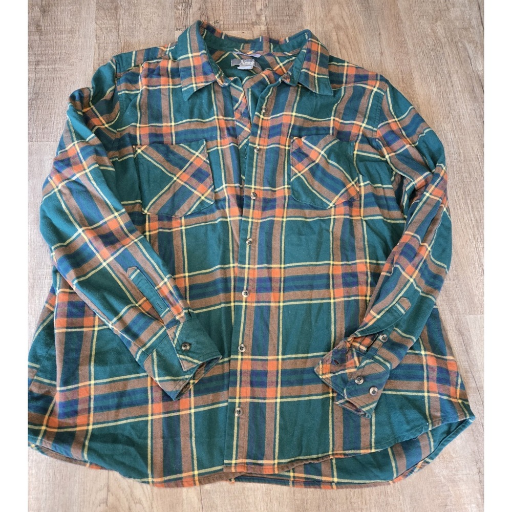Natural Reflections Green Multicolor Plaid Flannel‎ Button Up Shirt Mens Size 2X